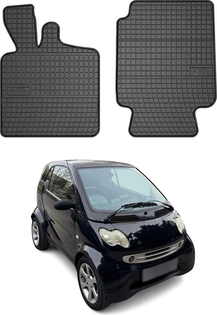 1998-2007 Smart ForTwo Fußmatten Gummi Schwarz 2 tlg Produktbild 