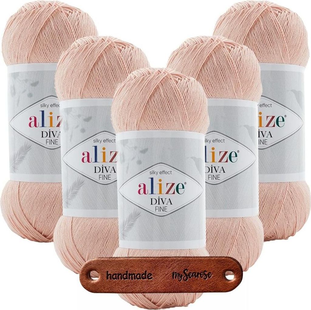 5 x ALIZE DIVA FINE 382 MIT LABEL