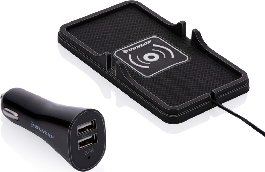 Dunlop Handy Halterung Auto/ QiLadegerät - Wireless Charging - Schnelles Ladegerät - inkl. Autoladegerät und Kabel