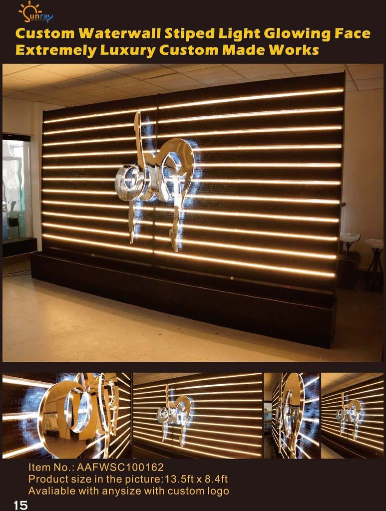 Wandpaneel Wasserwand LED Design Wände Trennwand Wasser Fall Firmen Logo Water