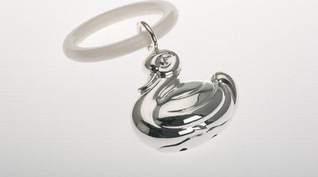 Rassel Ente versilbert Produktbild 
