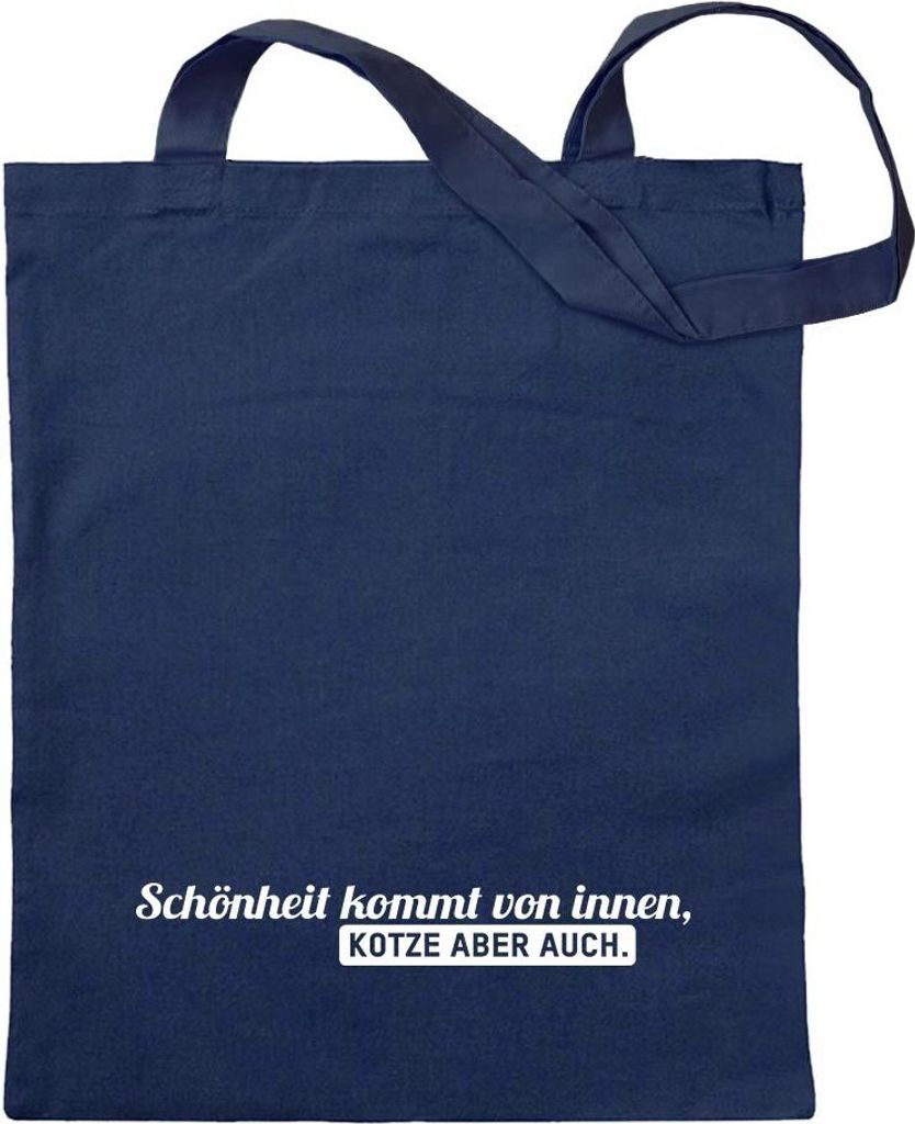 Kiwistar - Baumwolltasche - dunkelblau - Schönheit kommt von innen, Kotze - Tragetasche Stoffbeutel Umhängetasche Langer Henkel