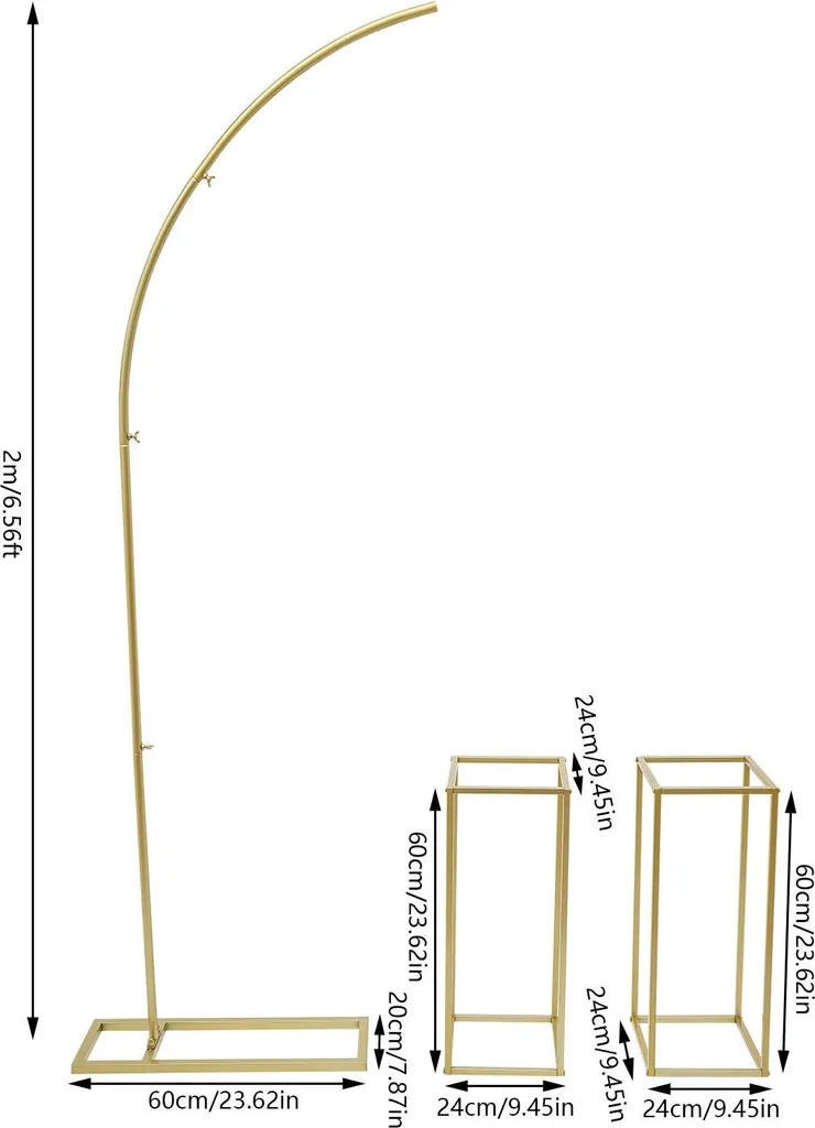 Arche pour Cérémonie de Mariage et Photobooth - Lot de 3 Arcs Dorés 2m