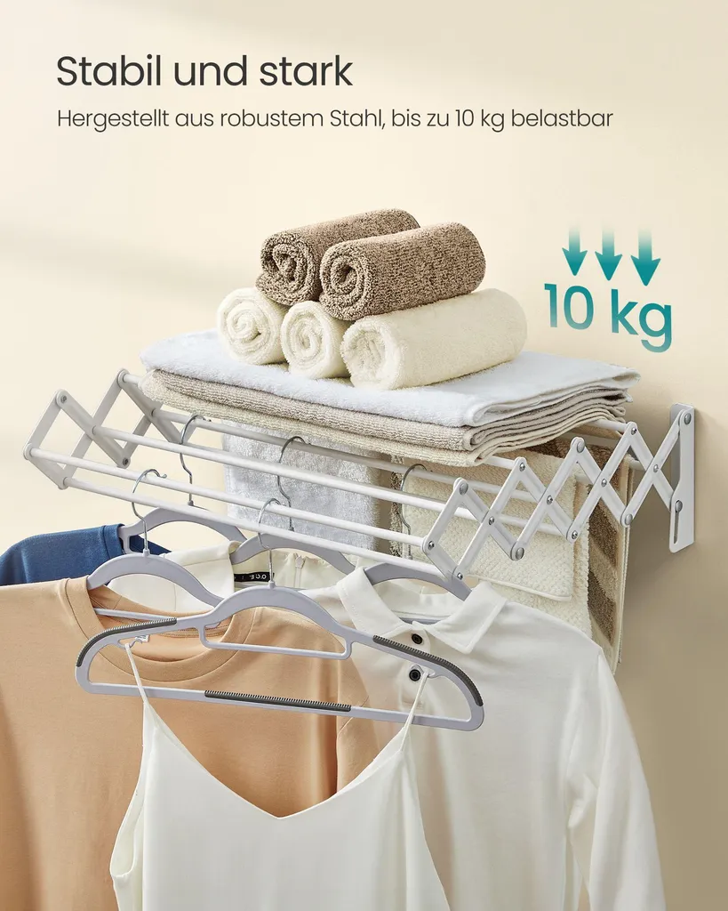 Séchoir à linge gris tourterelle extensible de 110cm à 180cm robuste