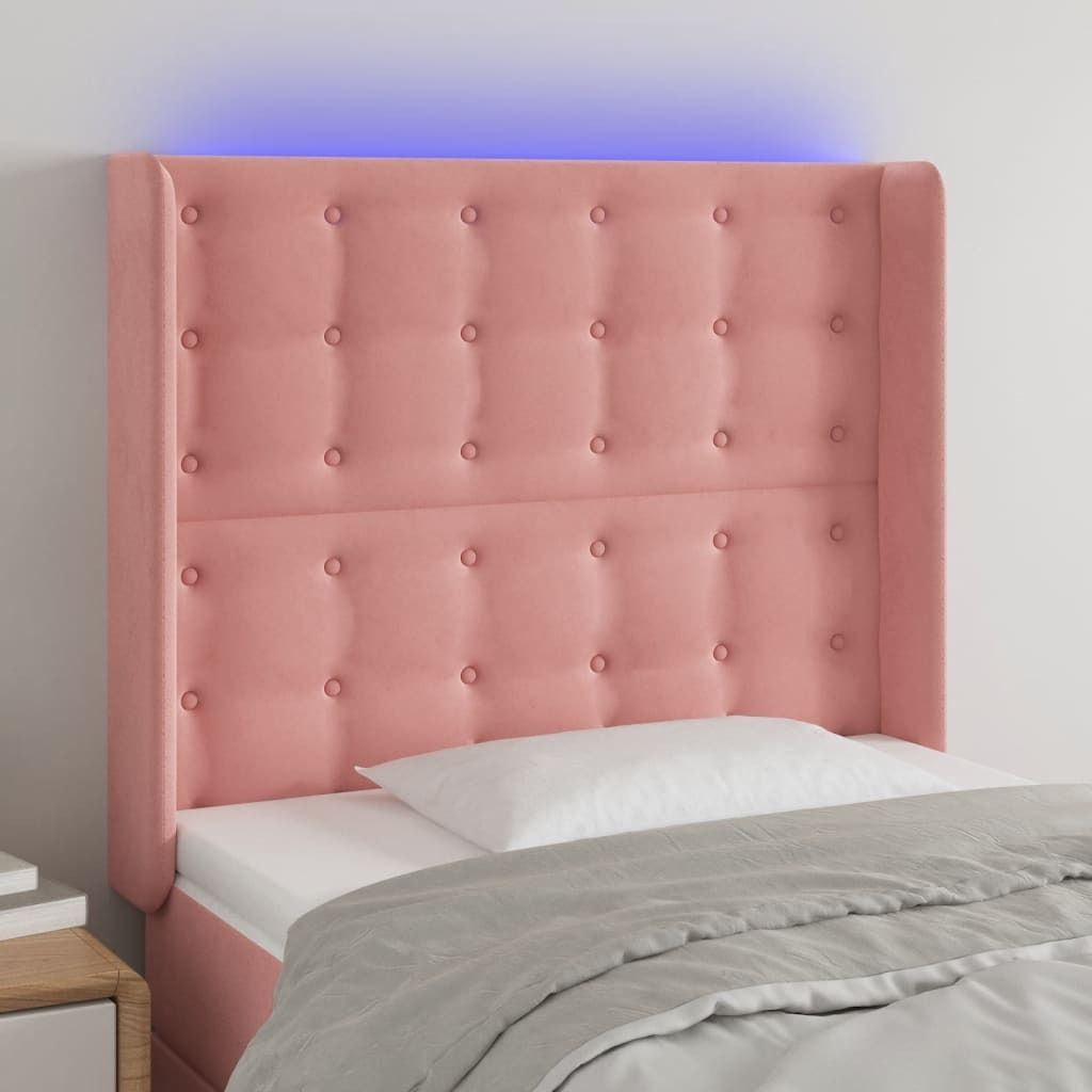 LED Kopfteil Rosa 93x16x118/128 cm Samt , Kopfteile Design 2024