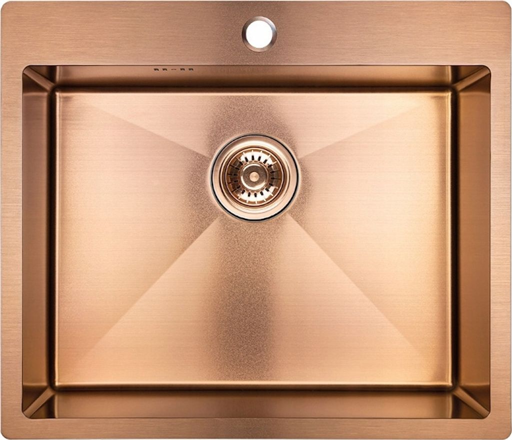 Granitan | Stahlspüle - Spülbecken 1-Kammer - 59x51x19 cm - Rechteckig - Gold - Marmara