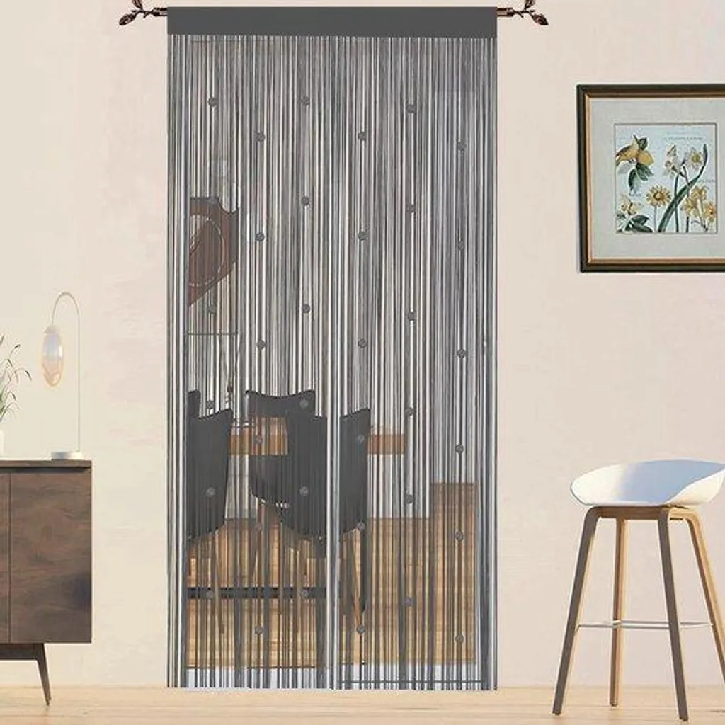 Rideau moustiquaire de porte 90x200 cm gris - Protection maille serrée