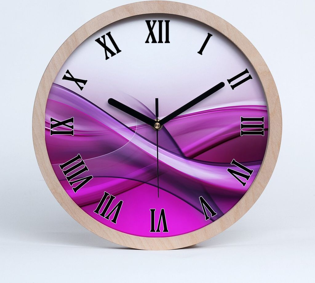 Holzuhr 25fi cm wanduhr - schwarze Spitzen - Wellen Hintergrund