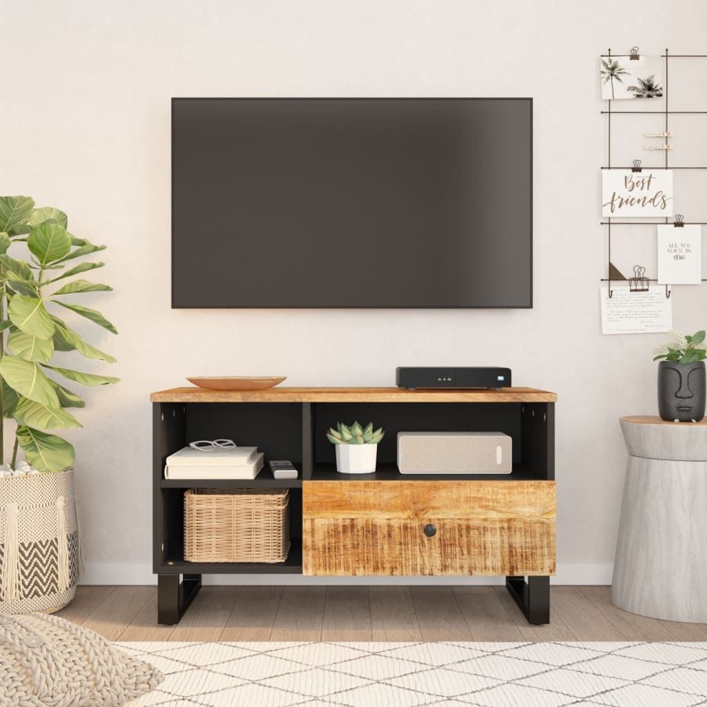 Praktischen TV-Schrank 80x33x46 cm Massivholz Mango & Holzwerkstoff - TV-Schränke ,design Möbel 5639651 1parcel