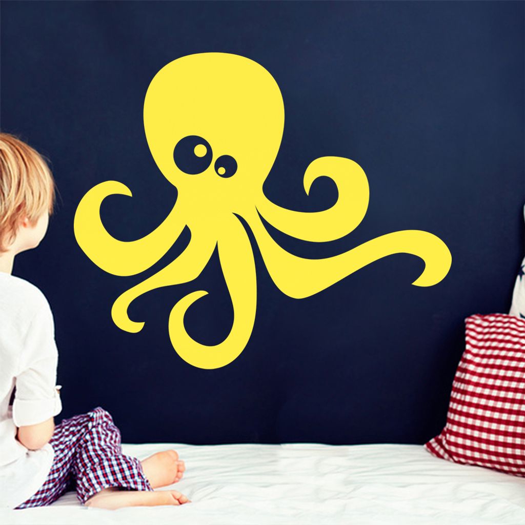 KIWISTAR Niedliche Oktopus - Krake Wandtattoo in 6 Größen - Wandaufkleber Wall Sticker - Dekoration, Küche, Wohnzimmer, Schlafzimmer, Badezimmer