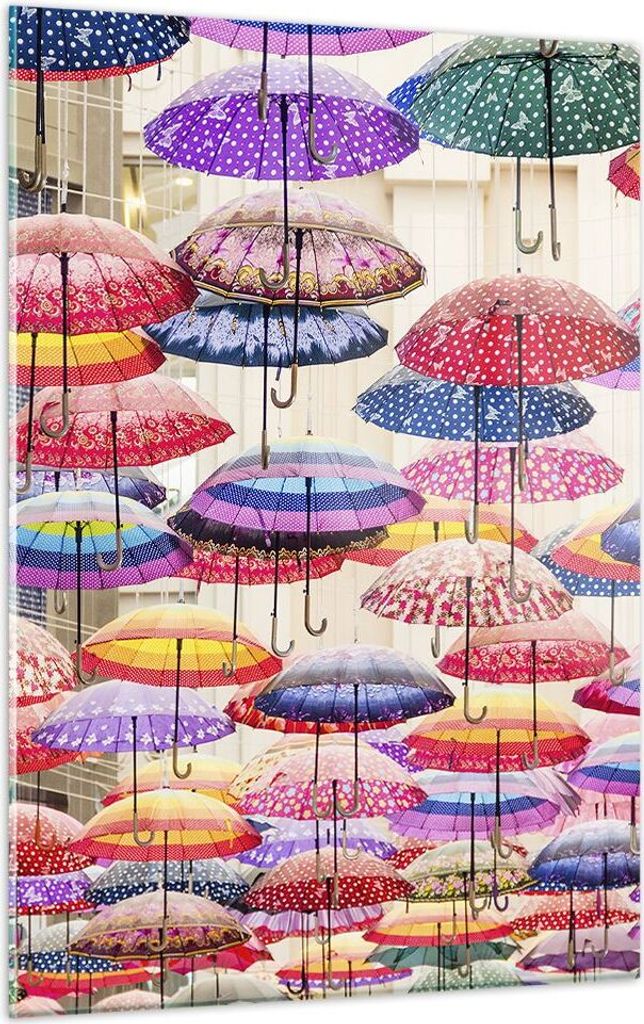 Bilder auf glas - Einteilig - Regenschirme City Dekoration Himmel - 50x70cm - Glasbilder - Wandbilder - Bilder - Wanddekoration aus Glas - Glas Bil...