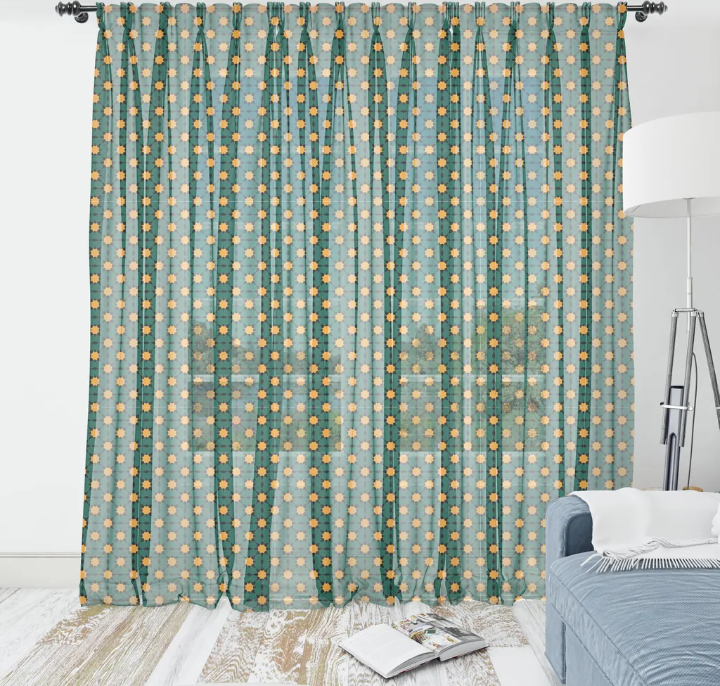 Tapisserie ABAKUHAUS Motif Marocain Vert Chasseur et Marigold 240x274 cm