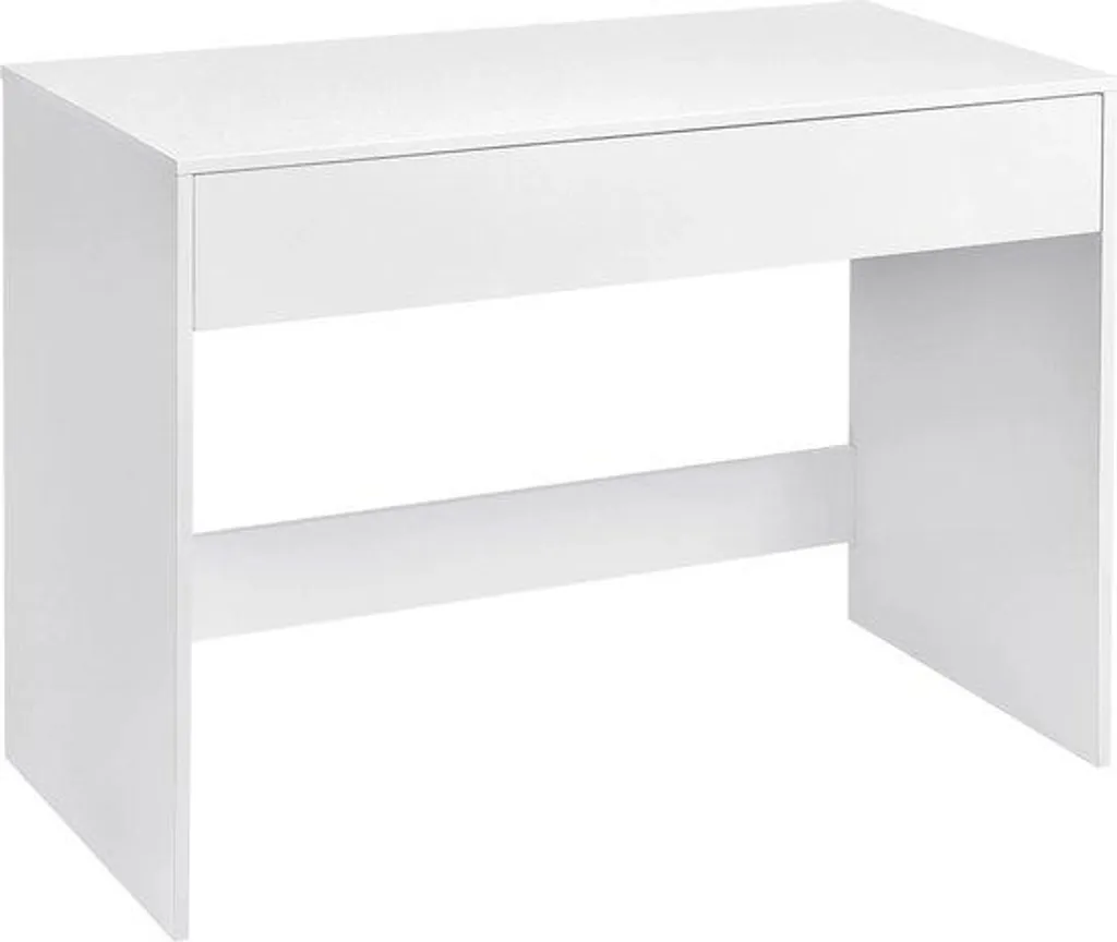 Bureau blanc pour ordinateur portable industriel - Bois et Métal 120cm