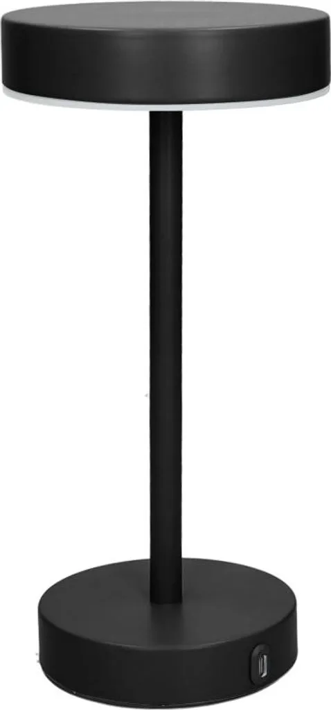 Lampe Frisbee tactile LED pour bureau et chevet en métal noir mat élégant
