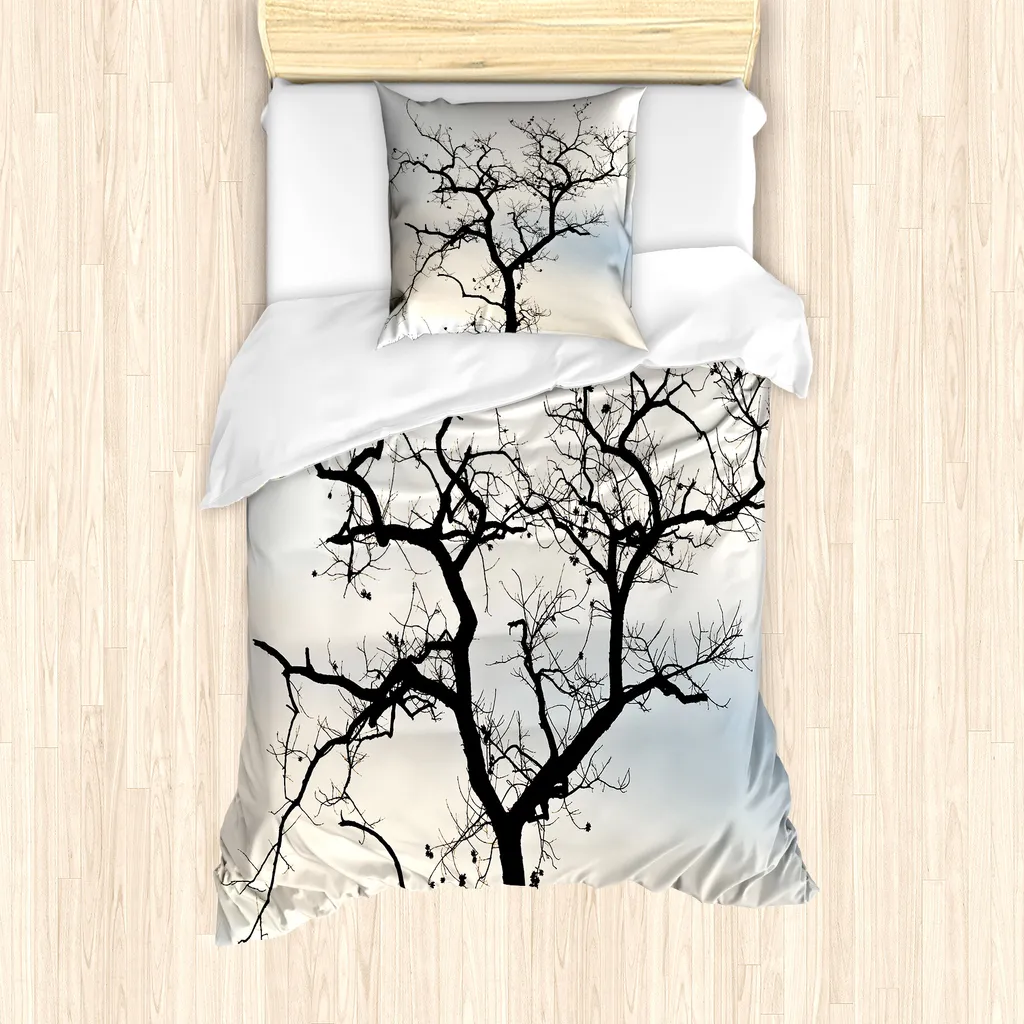 Set Copripiumino ABAKUHAUS Antiacaro 135x200cm - Design Autunno Nero