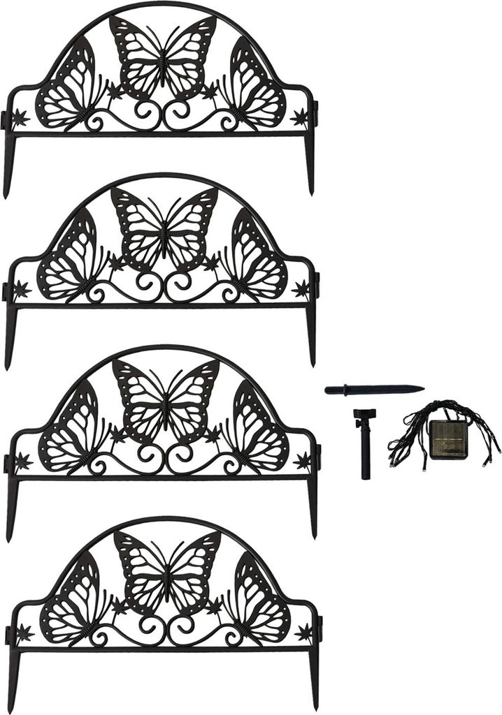 Zierzaun Nessa Solar Schmetterling 4-teilig Braun