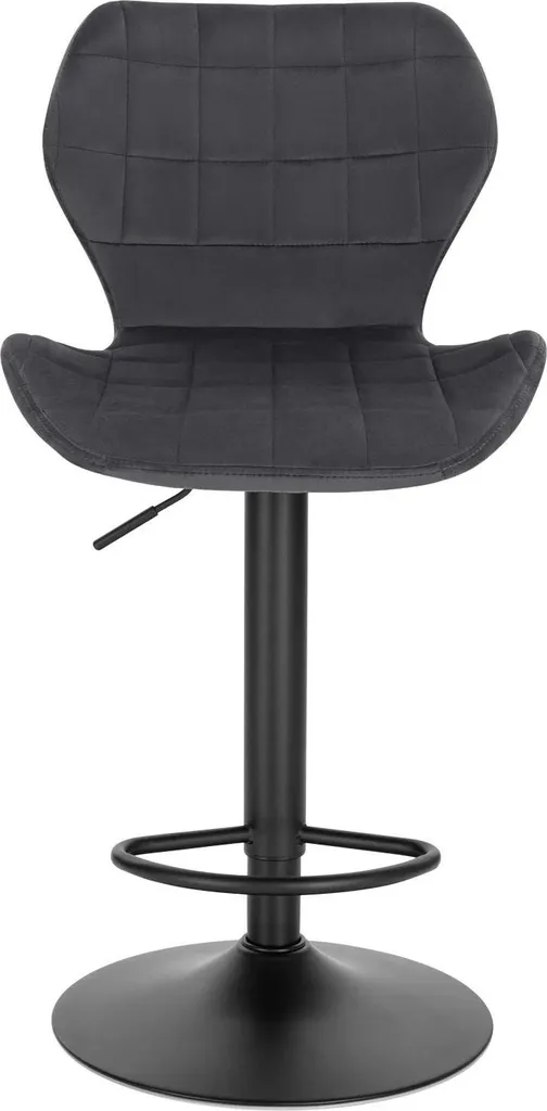 Tabouret de bar gris foncé en velours réglable et pivotant à 360°