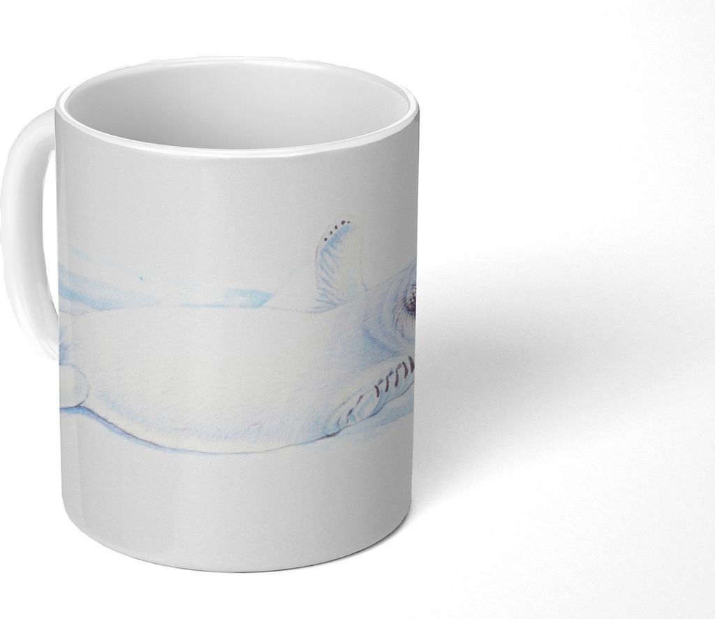 MuchoWow Tasse Kaffeetasse Kaffeebecher 350 ml Siegel - Tiere - Aquarell Teetasse - Fototasse - Becher - Keramikbecher - Teebecher - Kaffeetasse ...