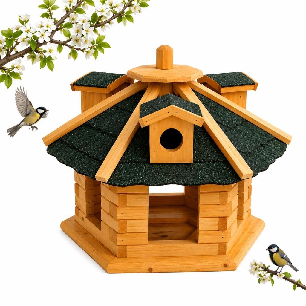 Mucola Vogelhaus Vogelfutterhaus Holz Vogelvilla Produktbild 