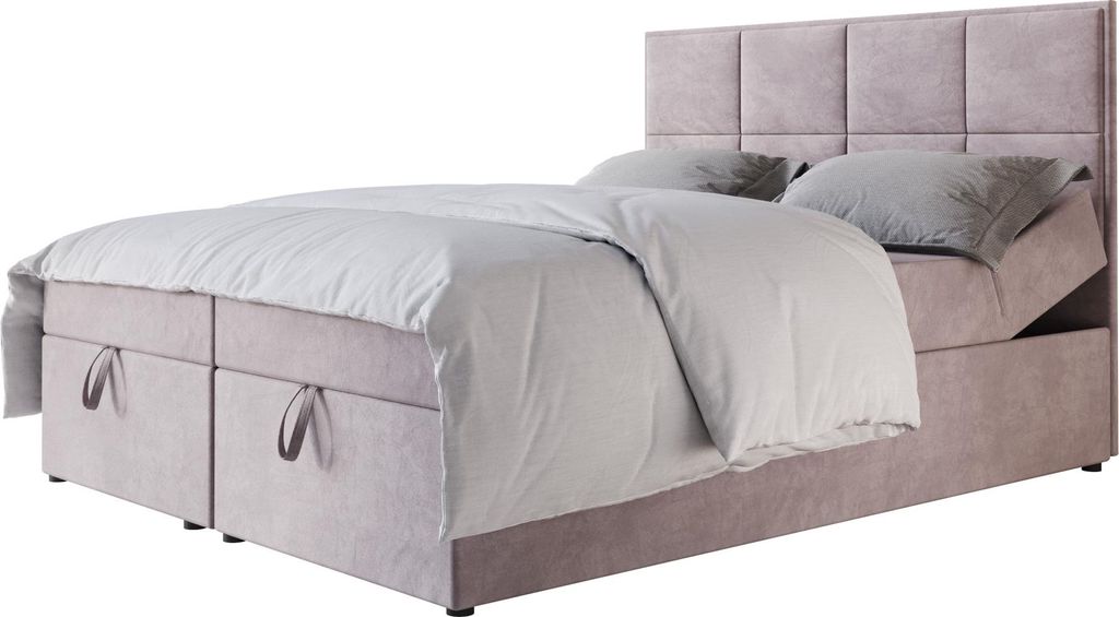 Gepolstertes Boxspringbett 140x200 RAHIFA - rosa