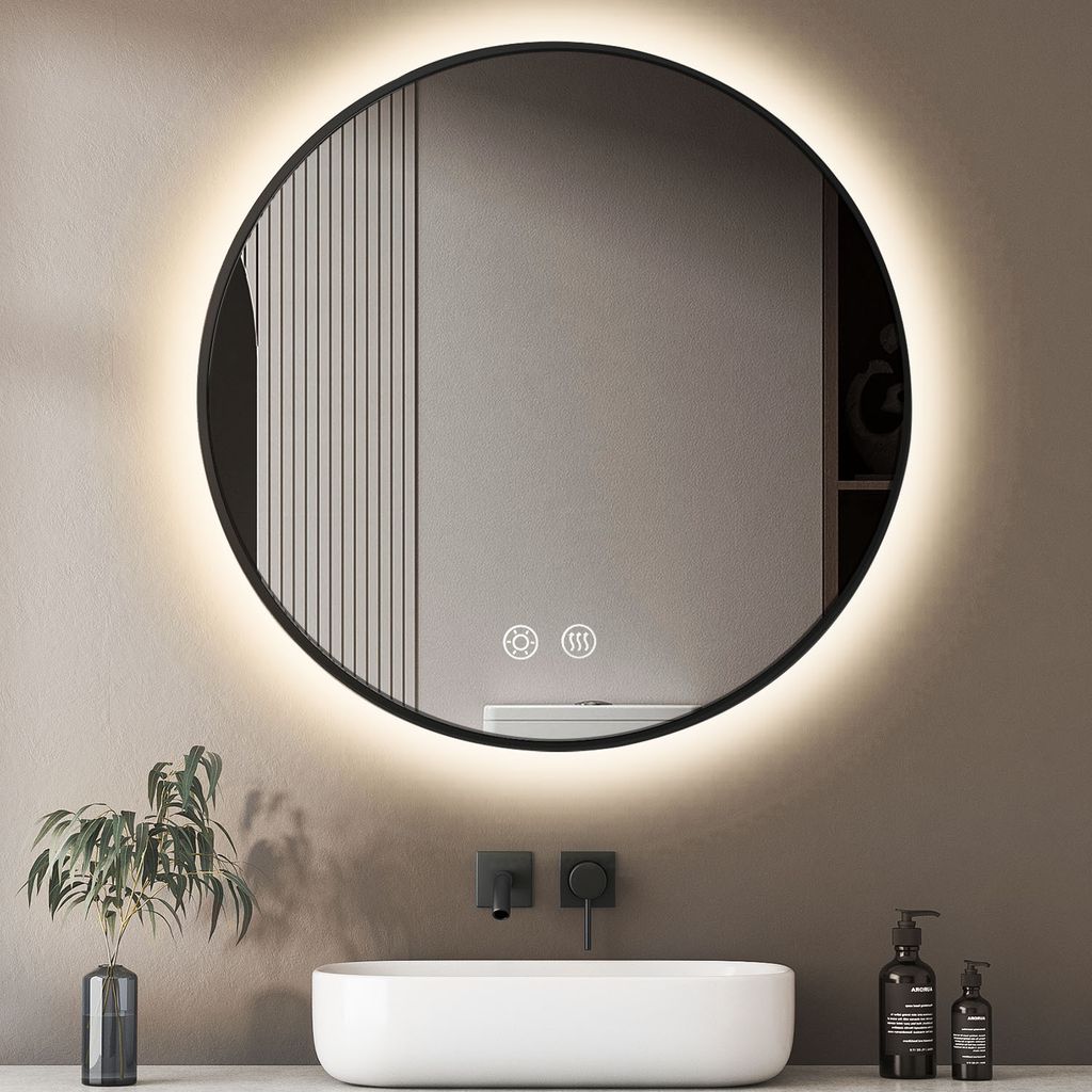 MCURO Badspiegel mit Beleuchtung, Rund 50cm, Lichtspiegel 3 Produktbild