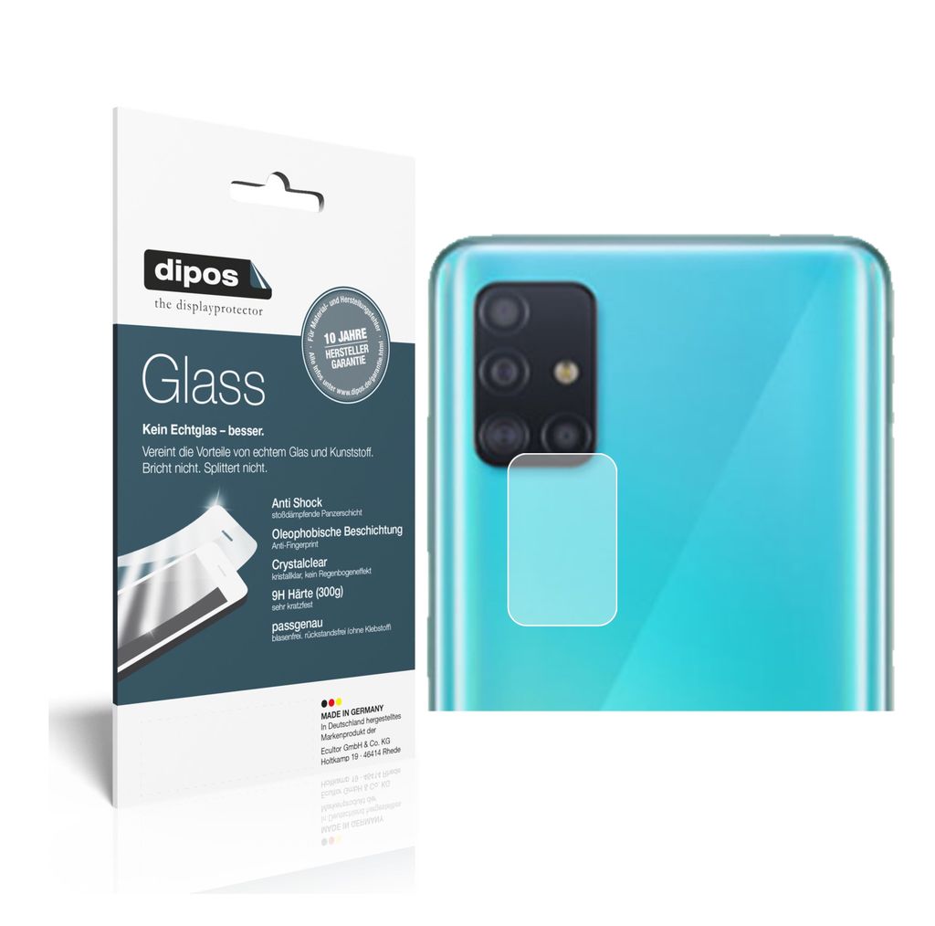 1x Schutzfolie für Samsung Galaxy A71 Kameralinse - Anti-Shock 9H Folie dipos Glass Kunststoffglas