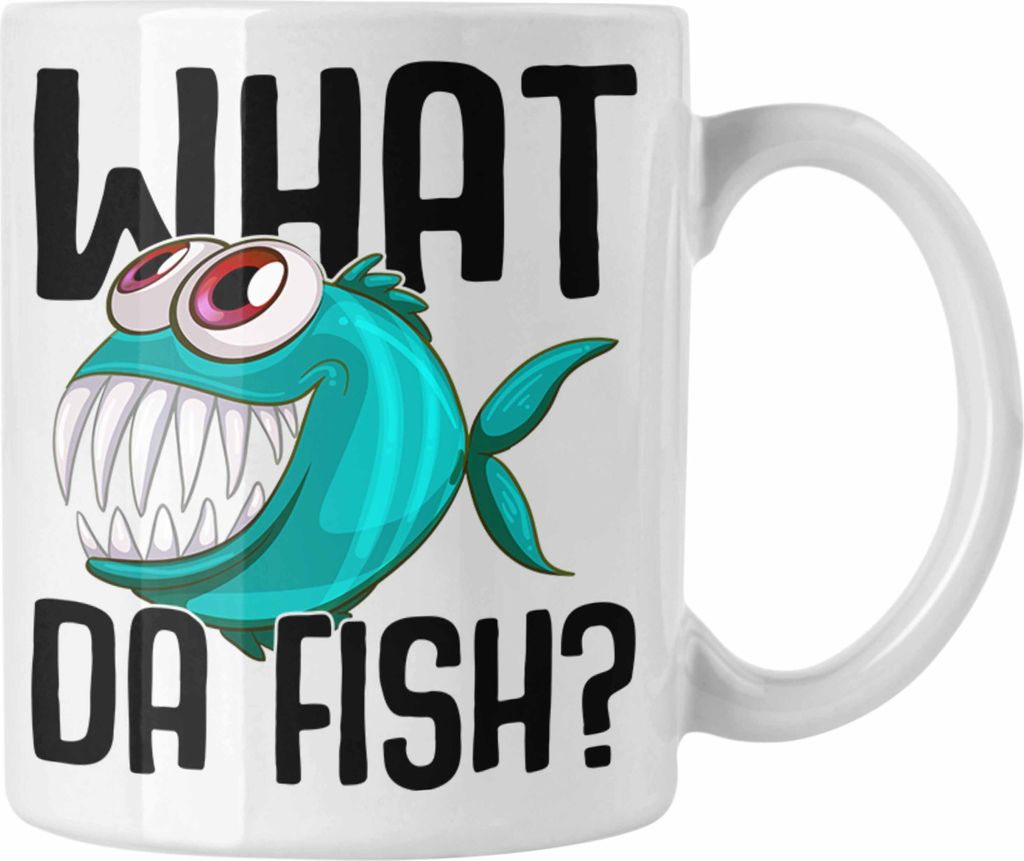 Trendation - Angler Fischer Tasse Geschenk Raubfische Hobbyangler Hecht Forelle Barsch Angeln Kaffeetasse Zubehör (Weiß)