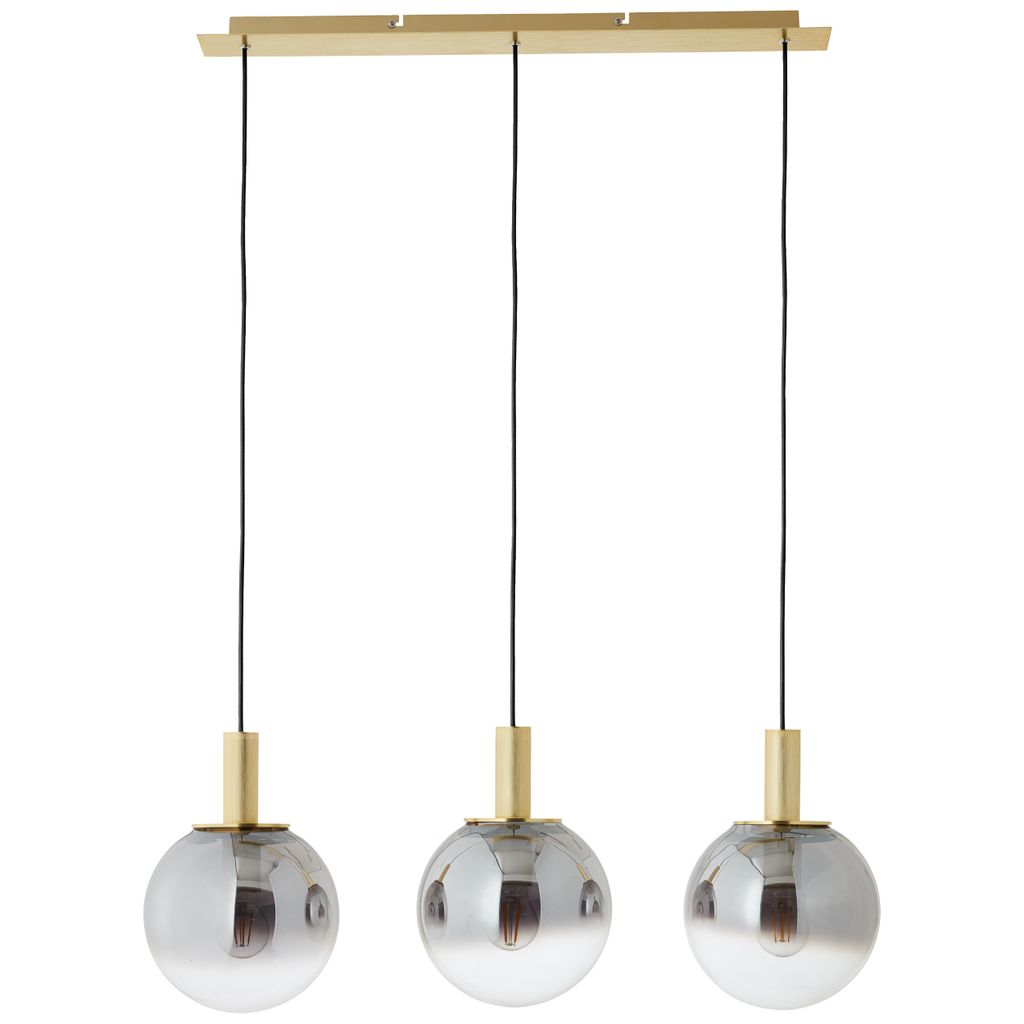 Brilliant "Gould" Pendelleuchte 3-flammig Gold / Rauchglas, Glas/Metall, 3x E27
