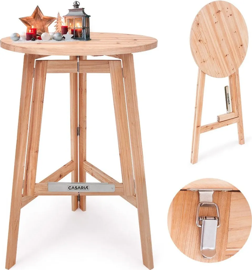 Gagnez de la place : Table bar pliable bois massif ronde 111x80 cm