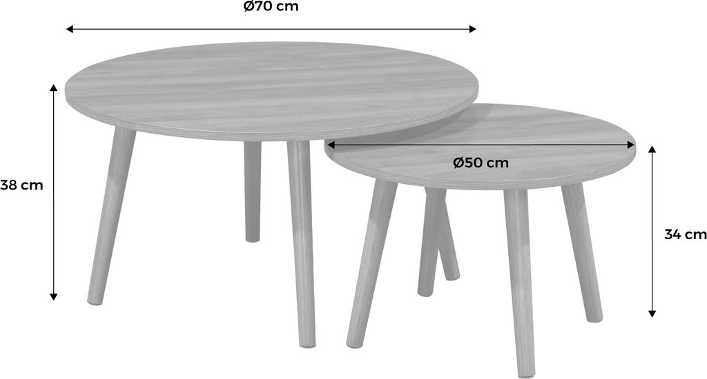 sweeek - Set aus 2 runden Couchtischen - Nussbaumfarben Produktbild 8