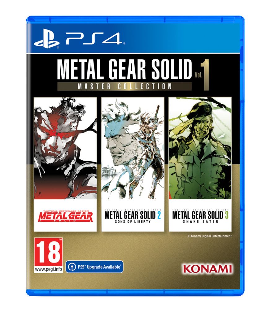 The image shows the front cover of a PlayStation 4 game case for Metal Gear Solid: Master Collection Vol. 1.