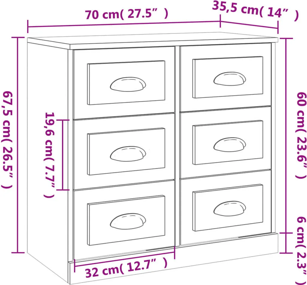 Credenza Bianca 101x35x70 cm in Legno Multistrato