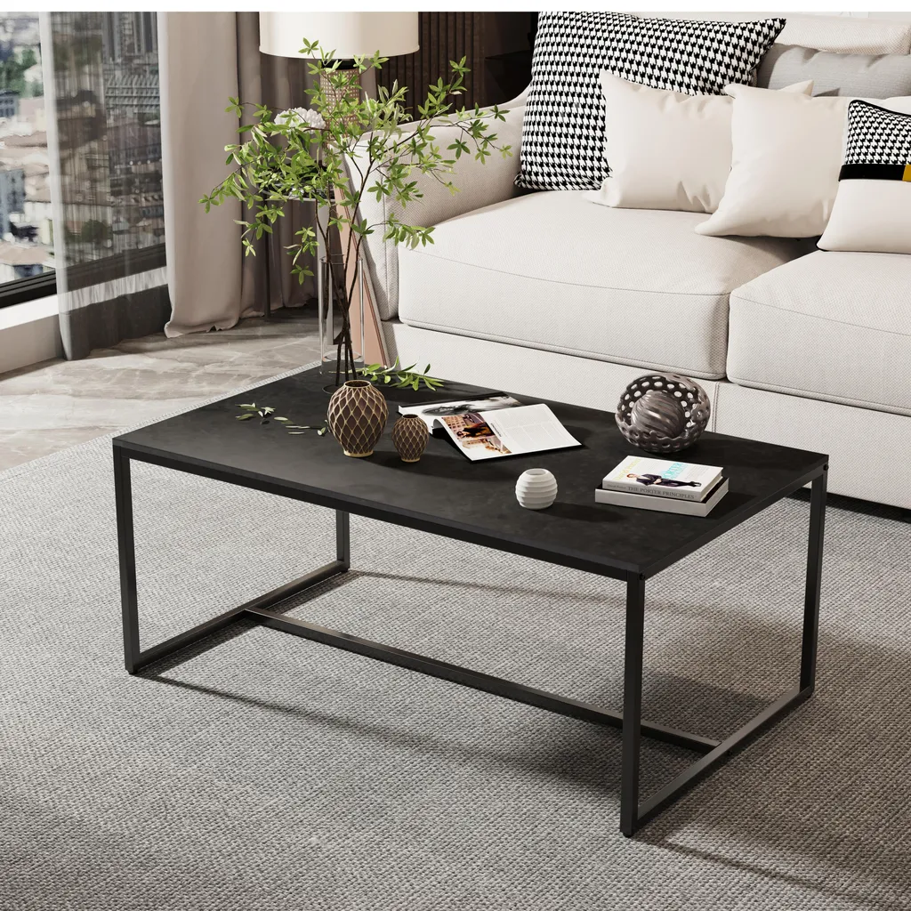 Tavolo Basso FATIVO Marmo Nero 100cm - Design Scandinavo Moderno