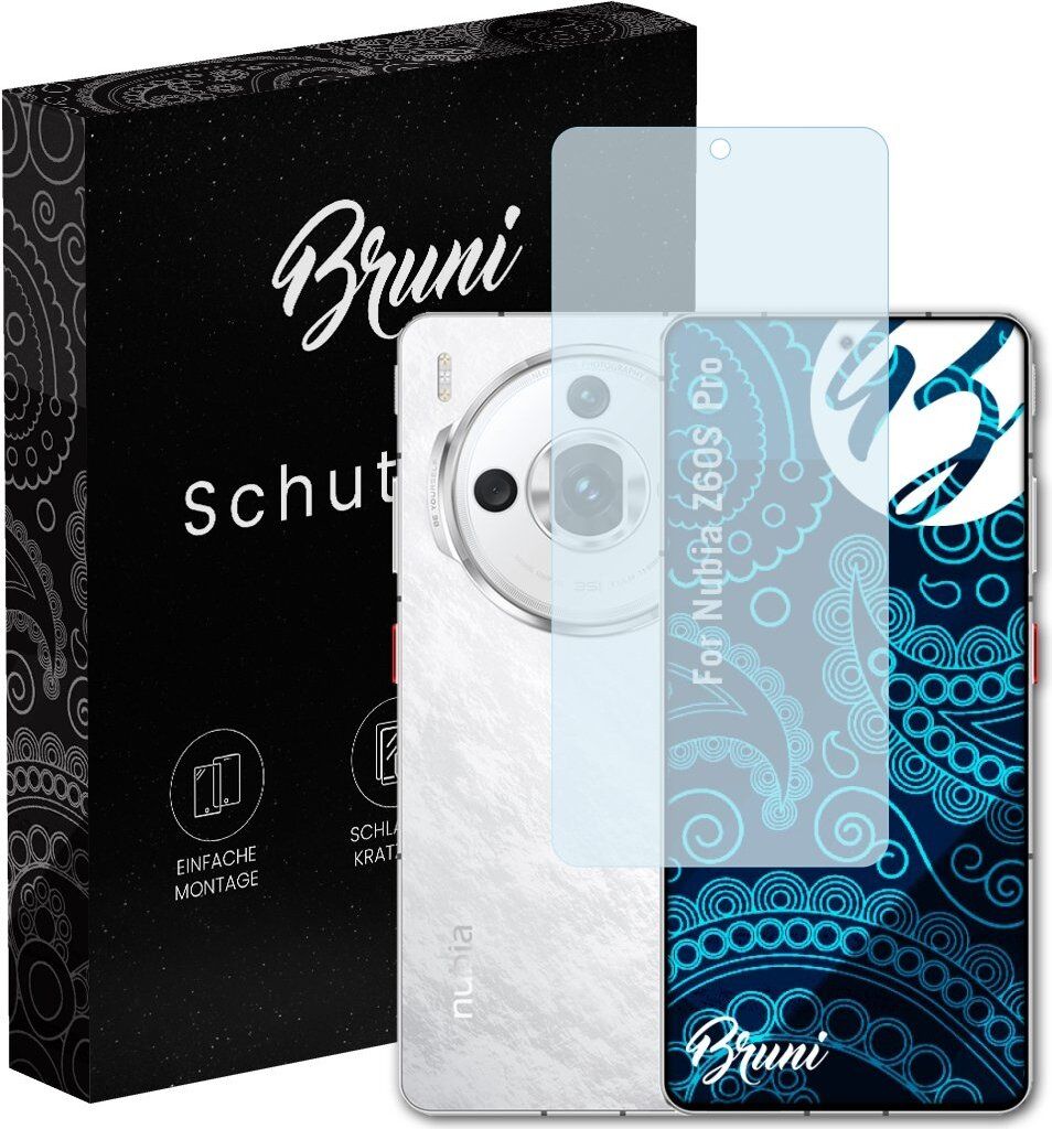 Bruni Basics-Clear 2x Schutzfolie kompatibel mit Nubia Z60S Pro Folie