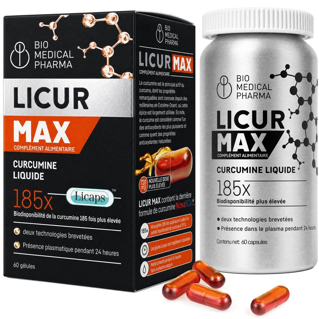 Gélules de curcuma hautement dosées - biodisponibilité 185x Image du produit 