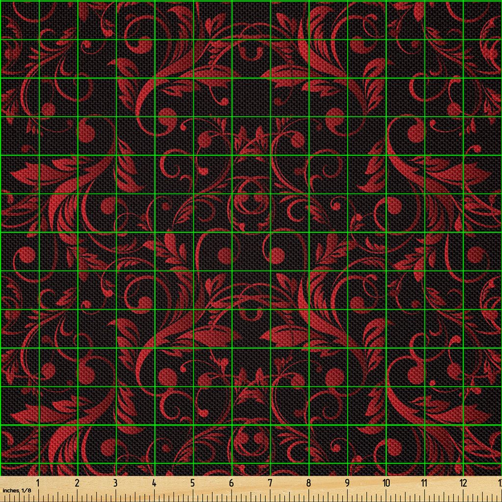 ABAKUHAUS viktorianisch Satin Stoff als Meterware, Viktorianisches Blumenmuster mit Efeu-Wirbels-Blumen-ethnischem Entwurfs-Bild-Druck, 2 M (148 x ...