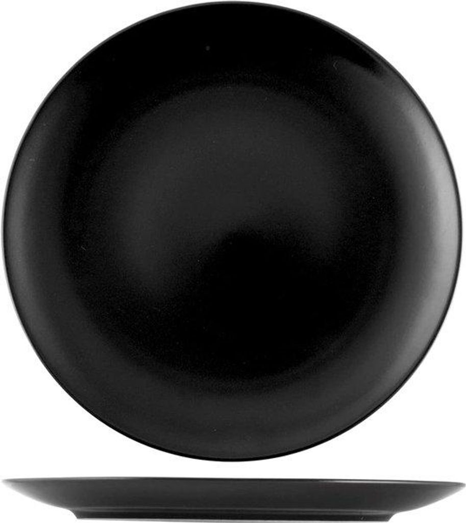 Keramik-Teller-Satz aus 6 Stücken in Schwarz, 26 cm Höhe