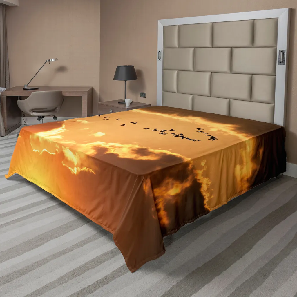 Drap plat anti-plis et doux pour lit double 244x205cm motif Oiseaux