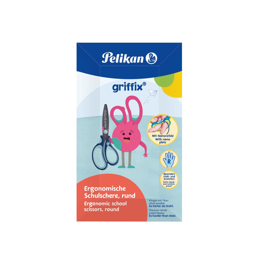 Pelikan griffix Schulschere Rechtshänder Rund 14cm Blau Image du produit 