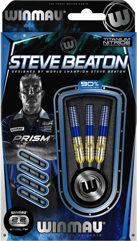 Jeu de Fléchettes en Tungstène Steve Beaton Winmau Steel Tip 22g