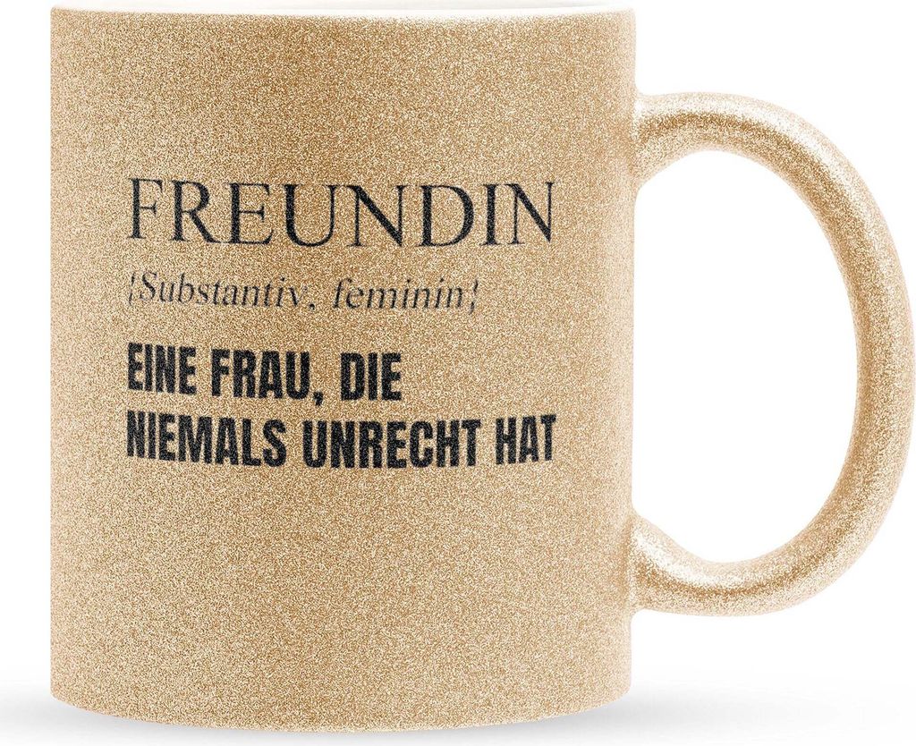 22Feels Glitzertasse Gold Freundin Geschenk Jahrestag für Sie Valentinstag Frauen 1 Jahr Weihnachten Geburtstag Beziehung Paar Kaffeetasse Geschen...