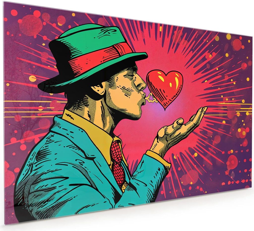 Küchenrückwand Spritzschutz Glas mit Motiv Kuss der Liebe 40 x 40 cm