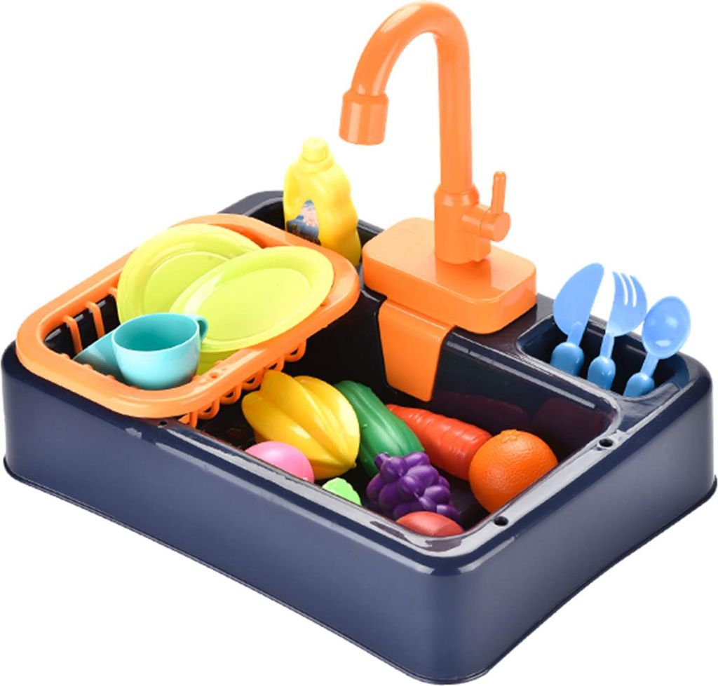 Kinder Geschirrspielzeug - Dunkelblau, 34.5x25x28cm, Kunststoff - Für Rollenspiel, Lernspielzeug & Eltern-Kind-Aktivität