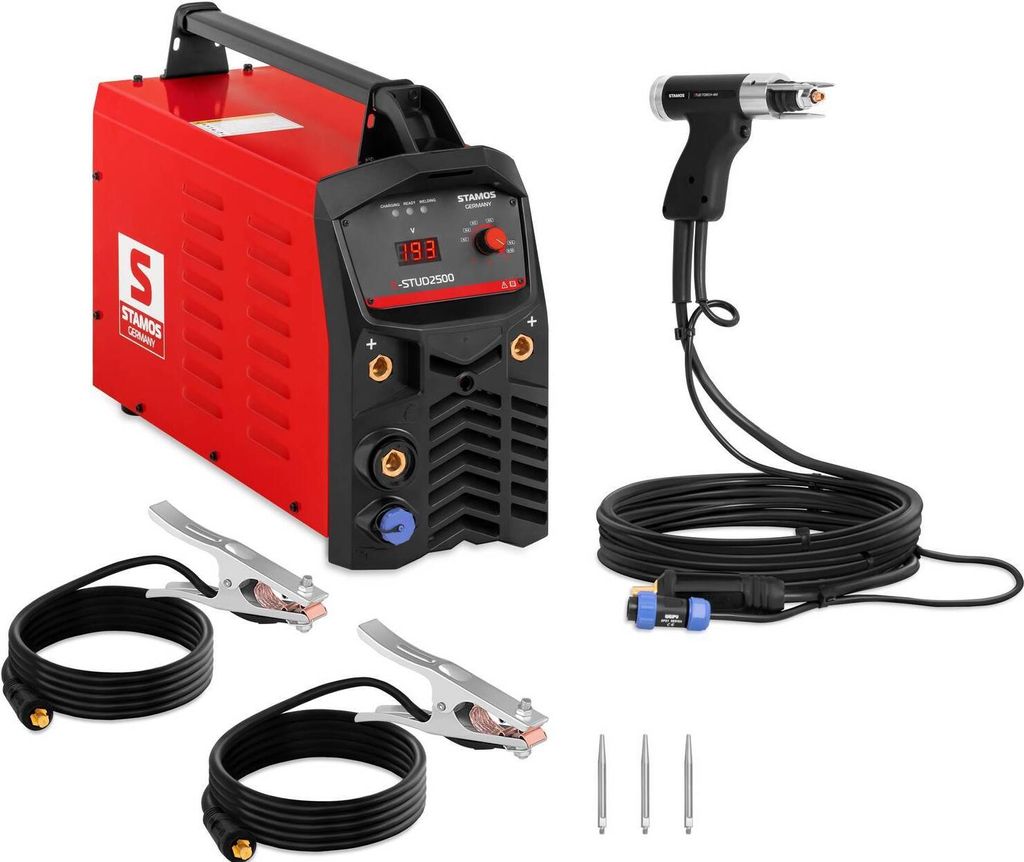 Stamos Germany Bolzenschweißer S-STUD2500: Hocheffizientes Schweißen, 2500J Energiespeicher, 108000μF Kapazität