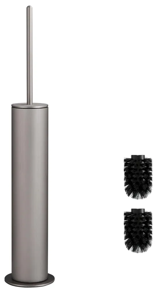 Brosse de toilettes anti-rouille en nickel brossé, 2 têtes et design fin