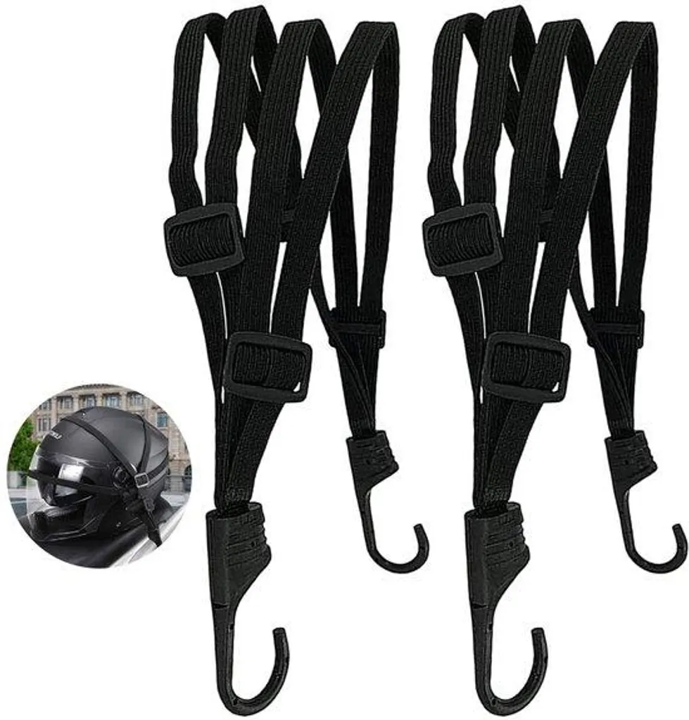 Fixation Elastique Sangle Moto Vélo - Lot de 2 avec Crochets Réglables