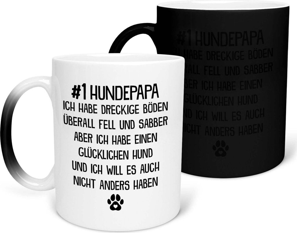 22Feels Zaubertasse Bester Hundepapa Herrchen Geschenk Hundeliebe Welpe Kaffeetasse Farbwechsel Hund Dog Dad Haferl Männer Geburtstag Vatertag Wei...