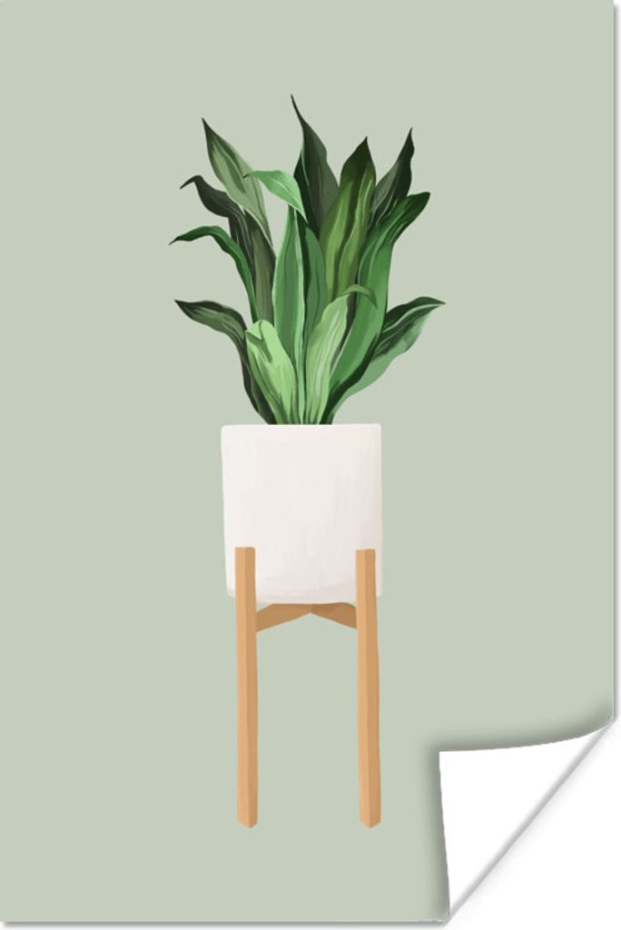 MuchoWow Poster Pflanze - Blumentopf - Grün 120x180 cm - Kunstposter