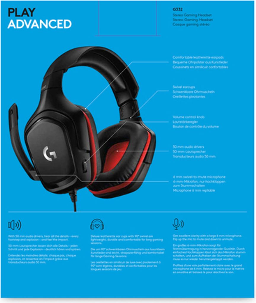Logitech G G332 Slúchadlá s hlavovým mostom 3,5 mm Obrázok produktu 14
