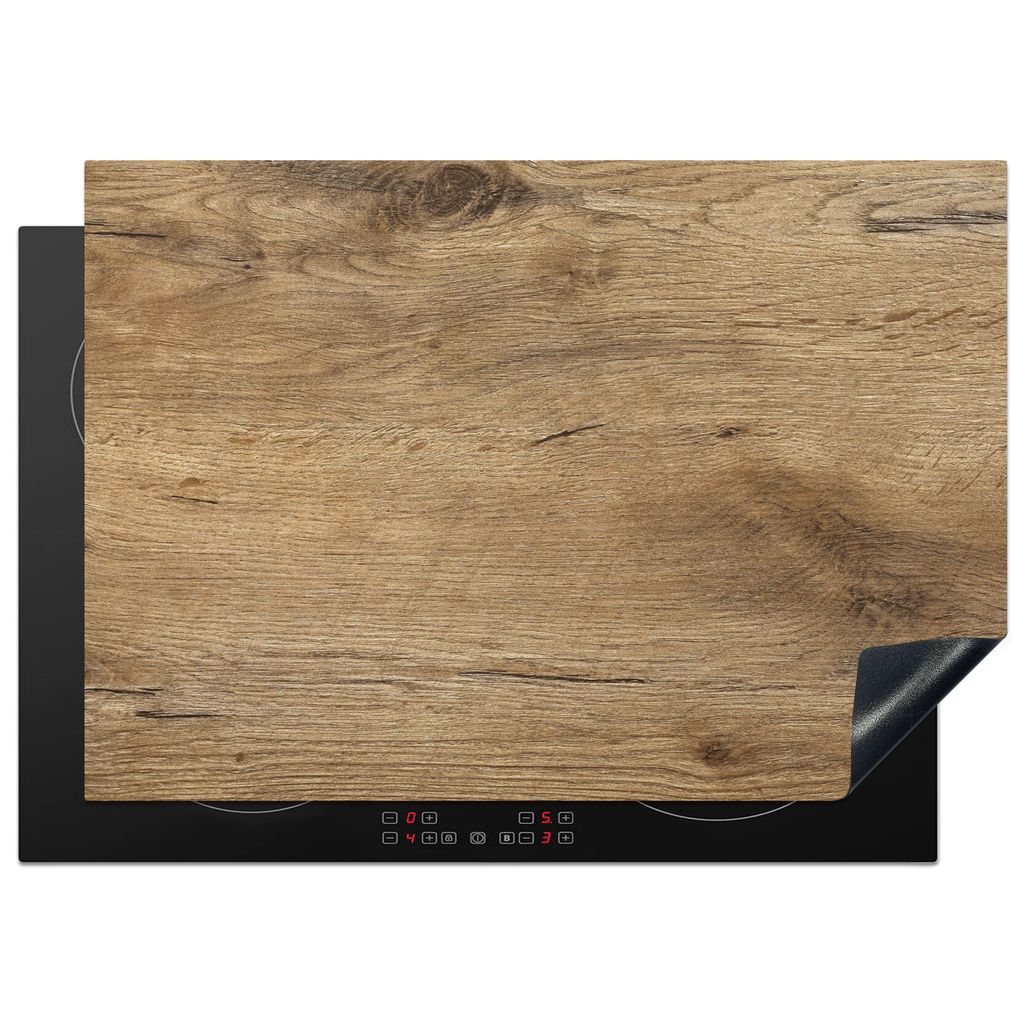 KitchenYeah Herdabdeckplatte Holz - Braun - Holzoptik , 75x52cm, Küche Deko, Glaskeramikkochfeld Herdabdeckung, Abdeckplatte fùr Kochfeld